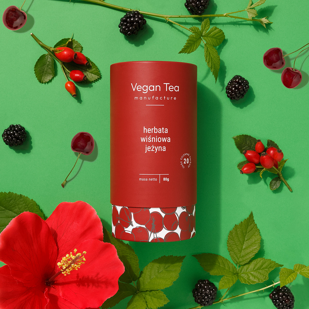 Manufaktura Vegan Tea - czarna herbata Wiśniowa Jeżyna 80 g - sypana