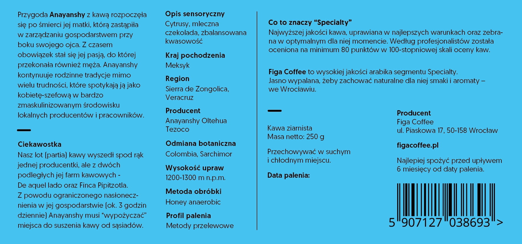 Figa Coffee - Meksyk Anayanshy Oltehua Tezoco honey anaerobic - przelew