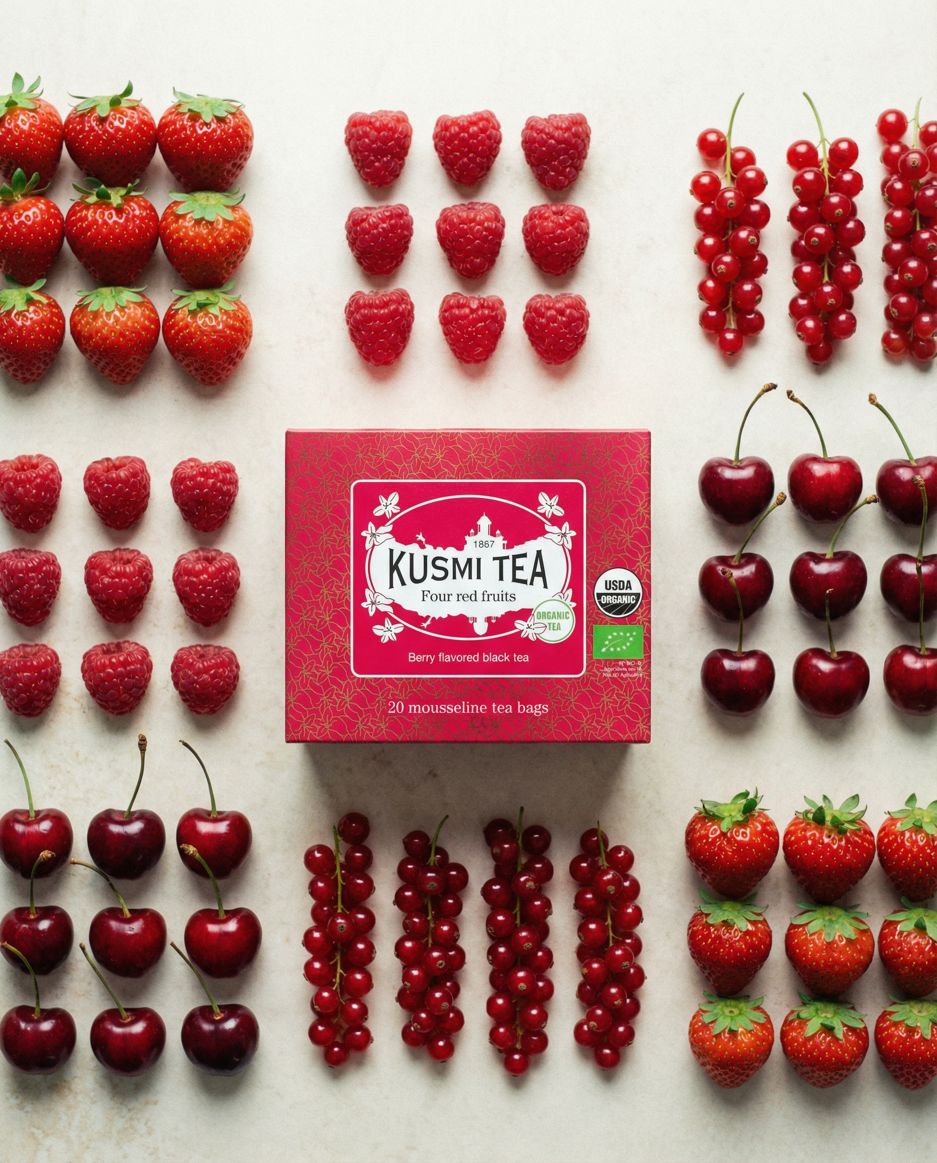 Kusmi Tea herbata czarna Four Red Fruits Bio - 20 saszetek