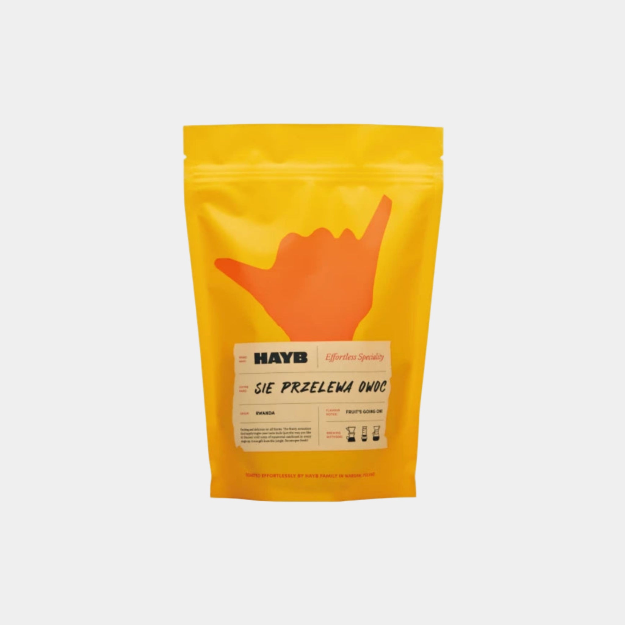 Kawa ziarnista HAYB Się Przelewa Owoc 250g - opakowanie specialty coffee z Rwandy