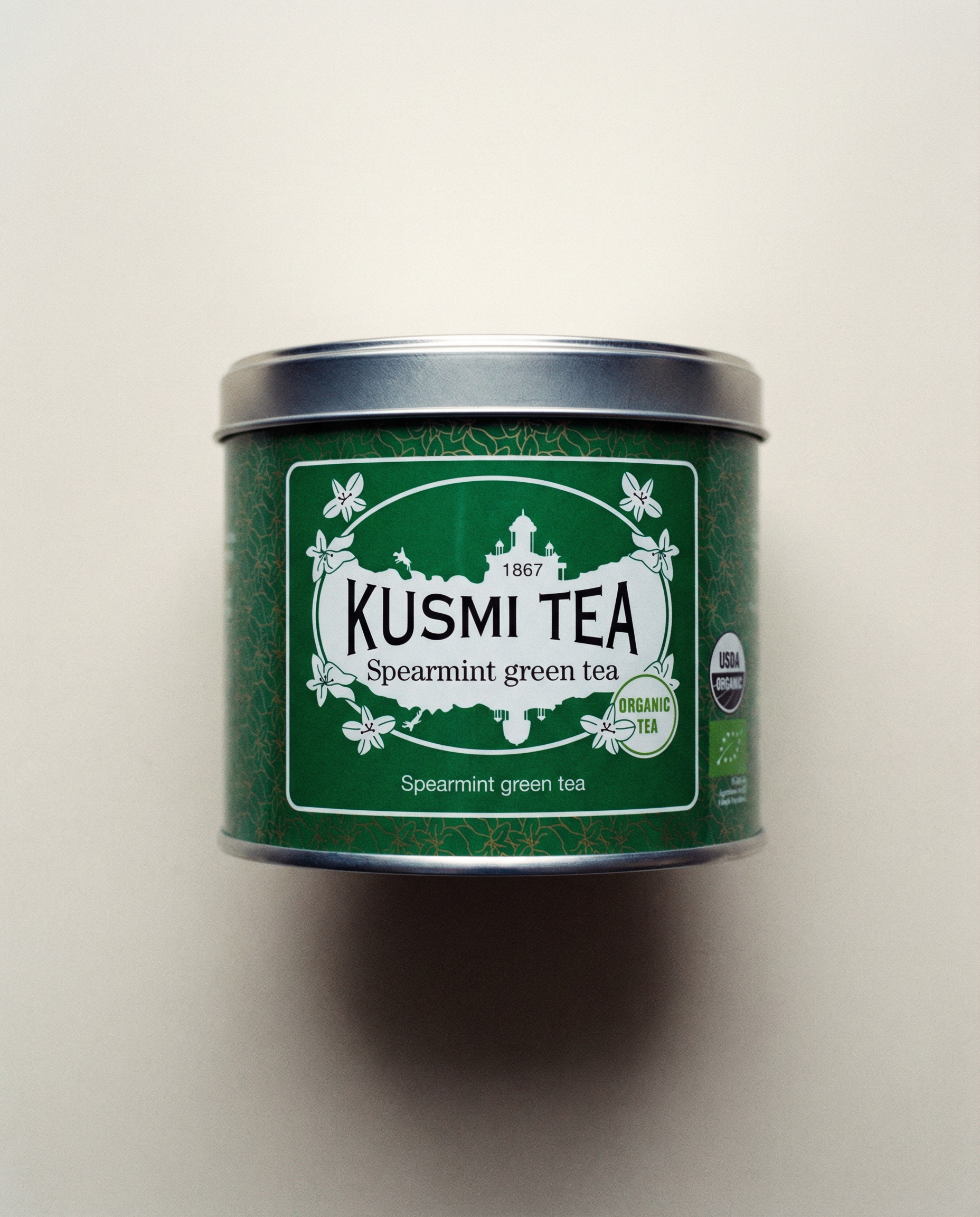 Kusmi Tea Spearmint Green Tea Bio: zielona herbata z miętą - puszka 100 g