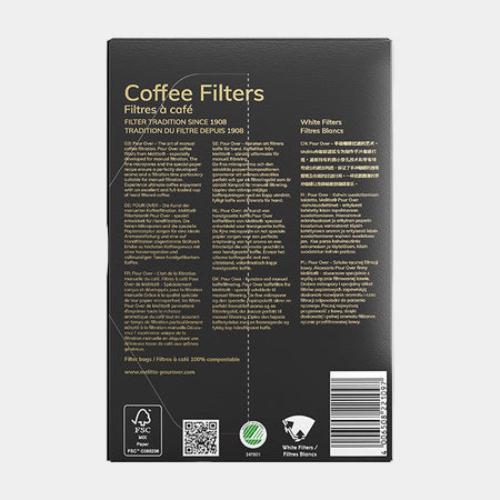 Melitta - Papierowe filtry do kawy 1x4 - Pour Over - 40 sztuk