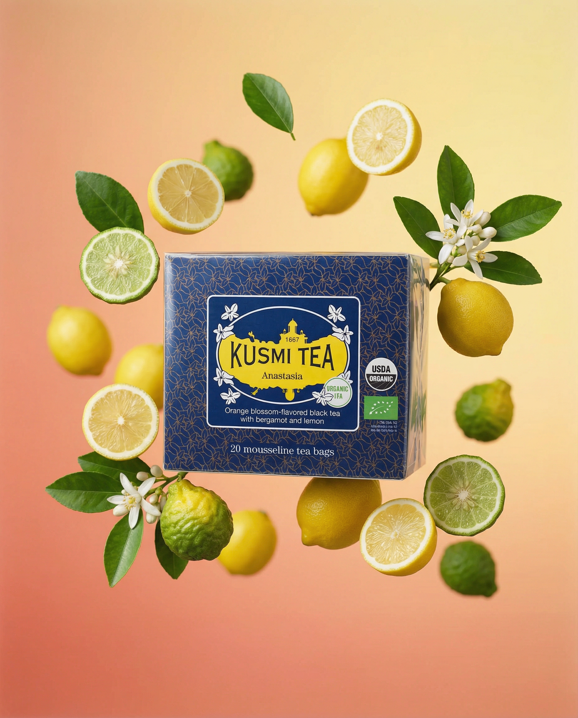 Kusmi Tea - herbata czarna Earl Grey z bergamotką i cytrusami Anastasia Bio 20 saszetek
