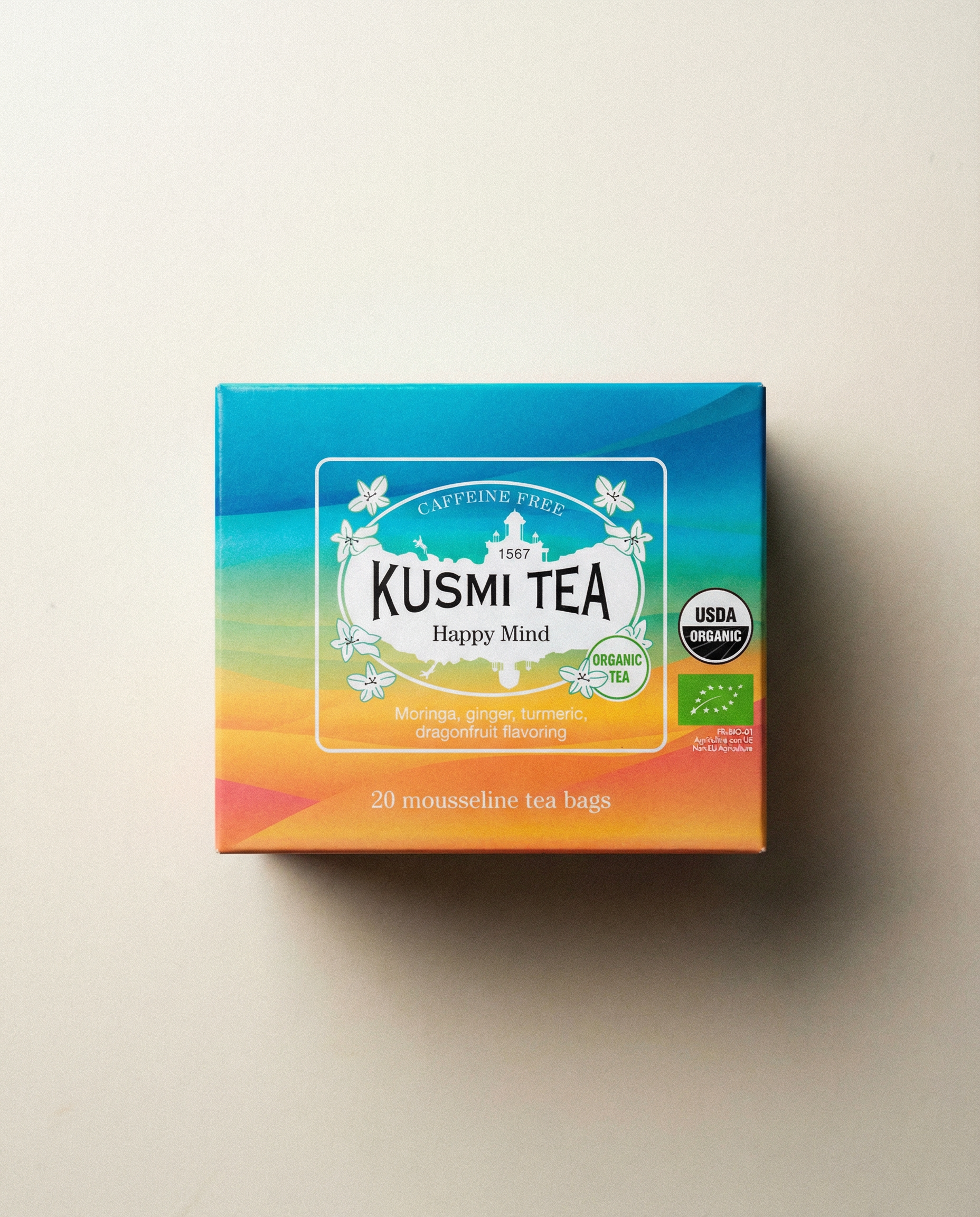 Kusmi Tea Happy Mind Bio: Infuzja ziołowa o smaku jabłka - 20 saszetek