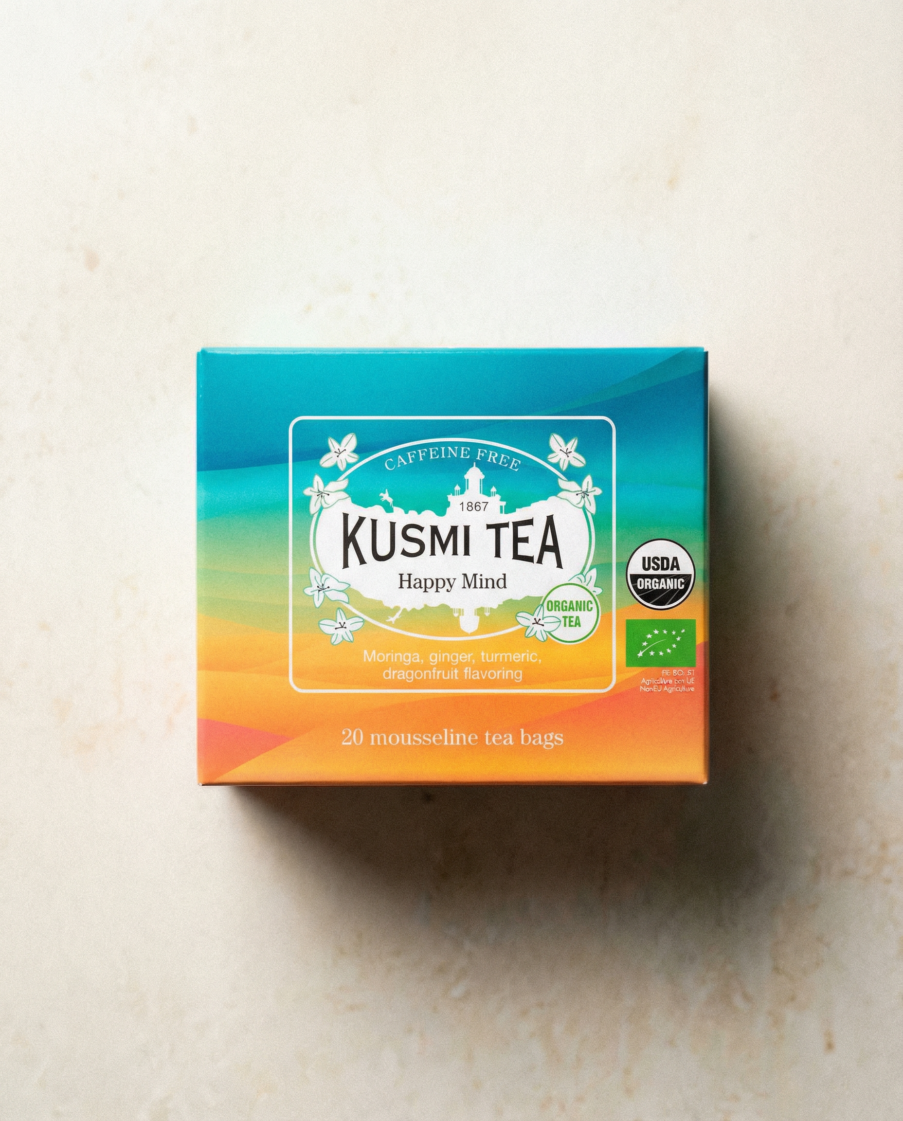 Kusmi Tea Happy Mind Bio: Infuzja ziołowa o smaku jabłka - 20 saszetek