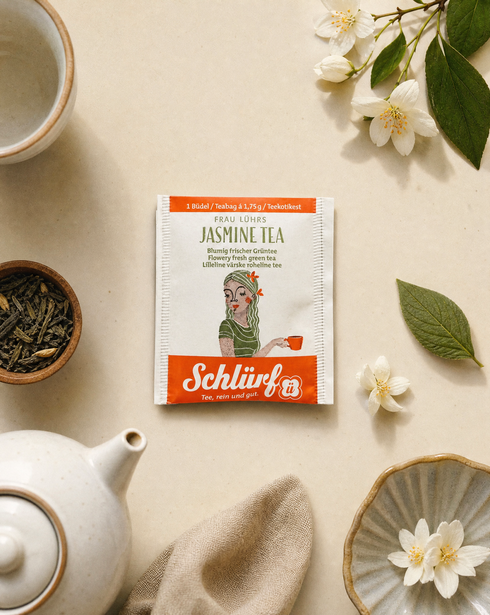 Schlürf Herbata zielona z jaśminem bio 20 saszetek pakowanych osobno