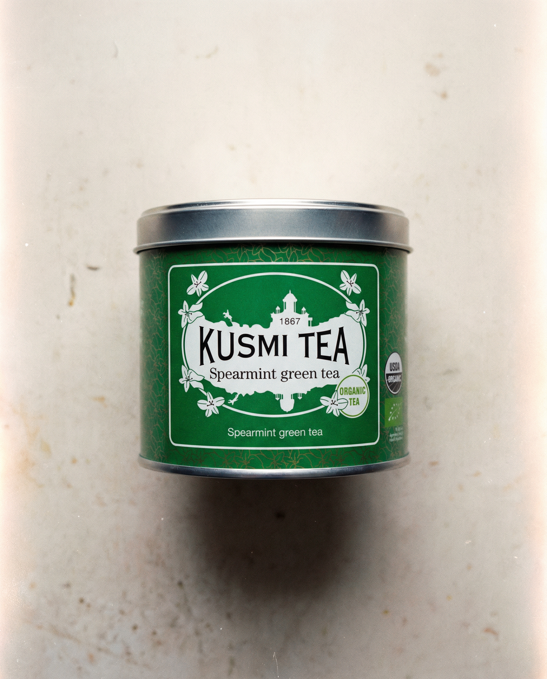 Kusmi Tea Spearmint Green Tea Bio: zielona herbata z miętą - puszka 100 g