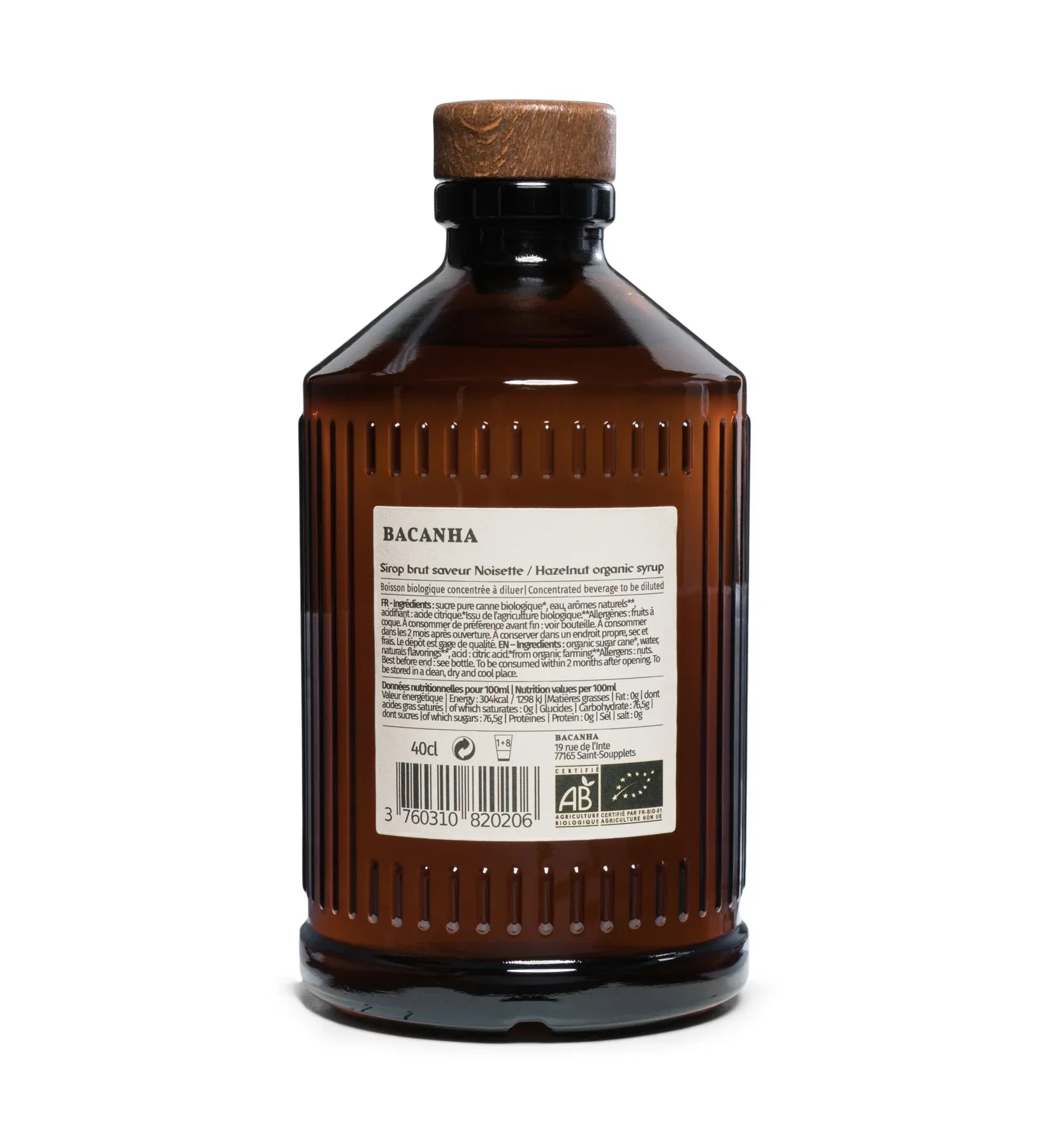 Syrop BACANHA - Orzech Laskowy - butelka 400 ml - organiczny