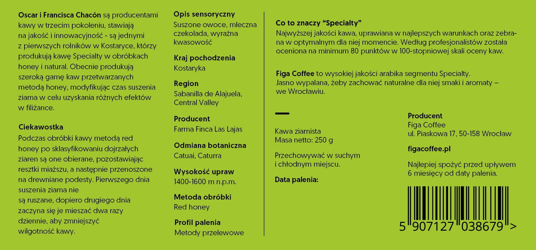 Figa Coffee - Kostaryka Las Lajas red honey - przelew
